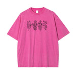 Flower Line Art Pink Cotton T Shirt