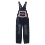 Embroidery Patchwork Denim Cargo Overalls