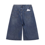 Embroidered Patch High Waist Wide Shorts