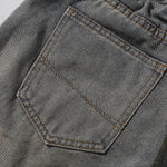 Dog Embroidery Design Vintage Washed Denim Shorts