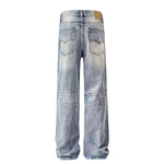 Vintage Wash Faded Wide-Leg Jeans