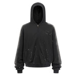 Distressed Paint Splatter Zippered Hoodie