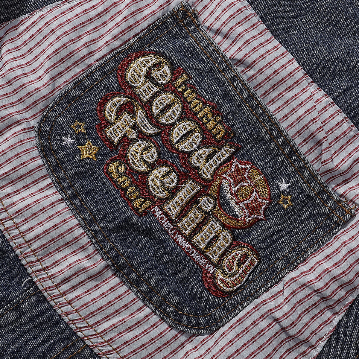 Embroidery Patchwork Denim Cargo Overalls