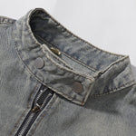 Contrast Stripe Washed Denim Baggy Jacket