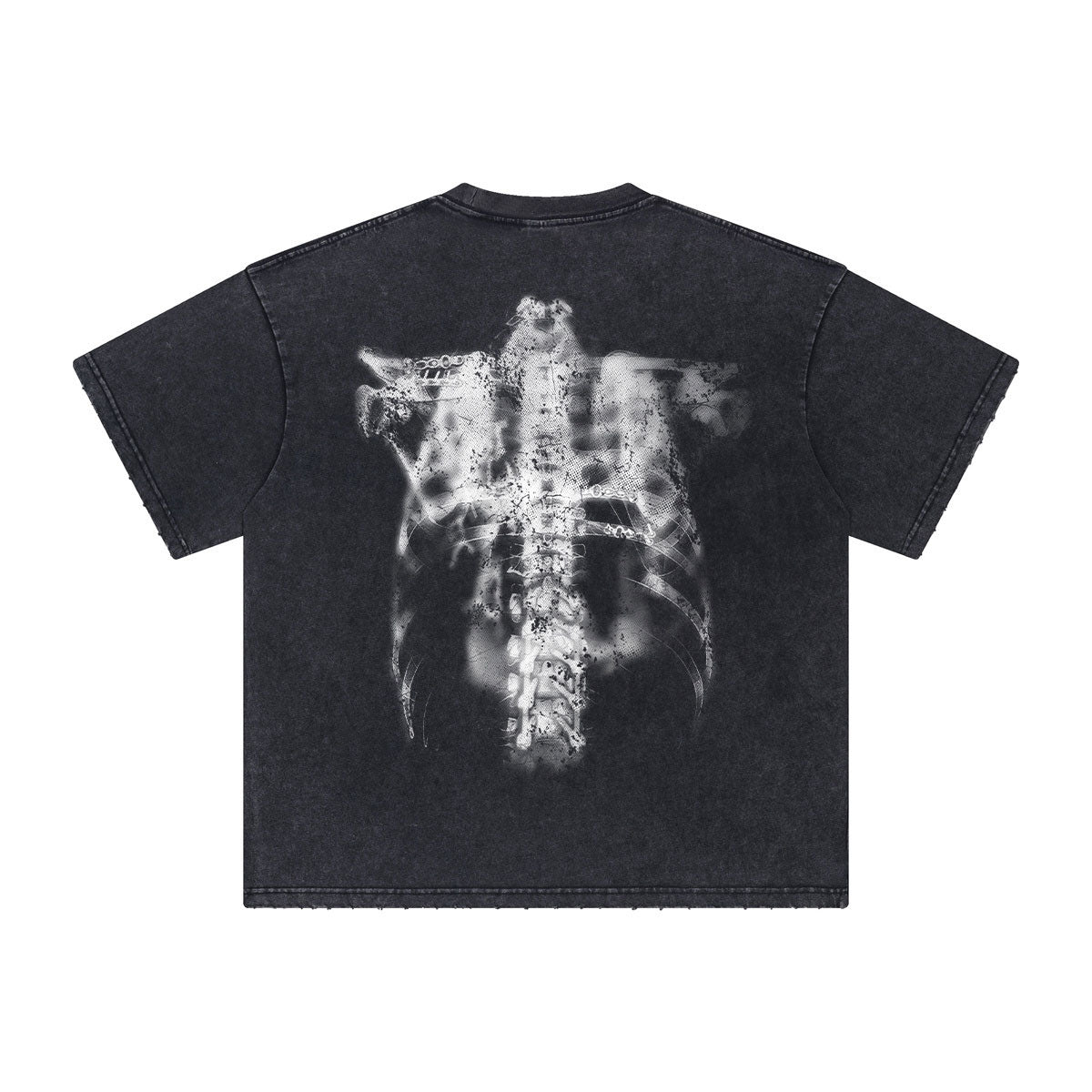 Vintage Washed Skeleton Graphic Oversized Streetwear Tee