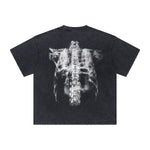 Vintage Washed Skeleton Graphic Oversized Streetwear Tee