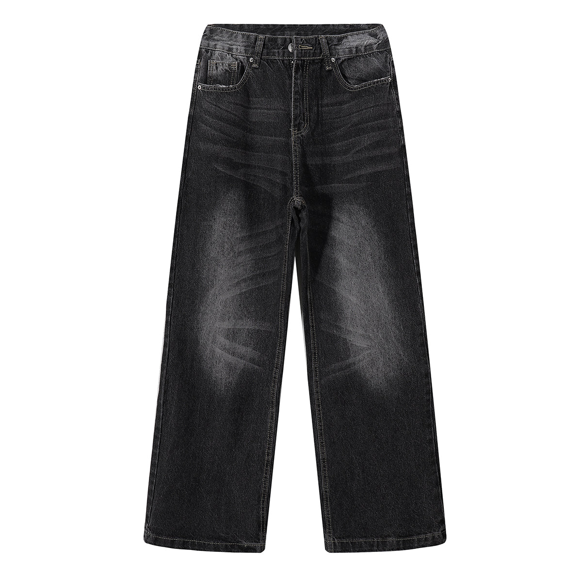 Faded Wash Vintage Relaxed Wide Leg Denim Jeans