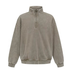 Distressed Wash Comfort Zip Pullover Sweatshirt