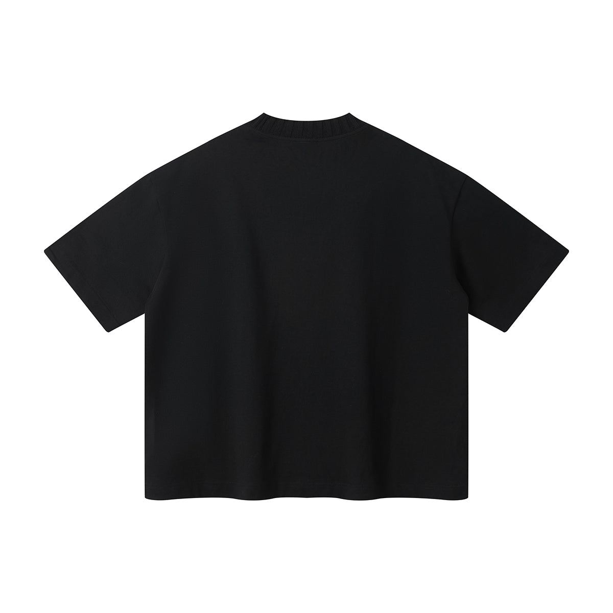 Oversized Color-Block Ribbed Collar Comfortable Tee