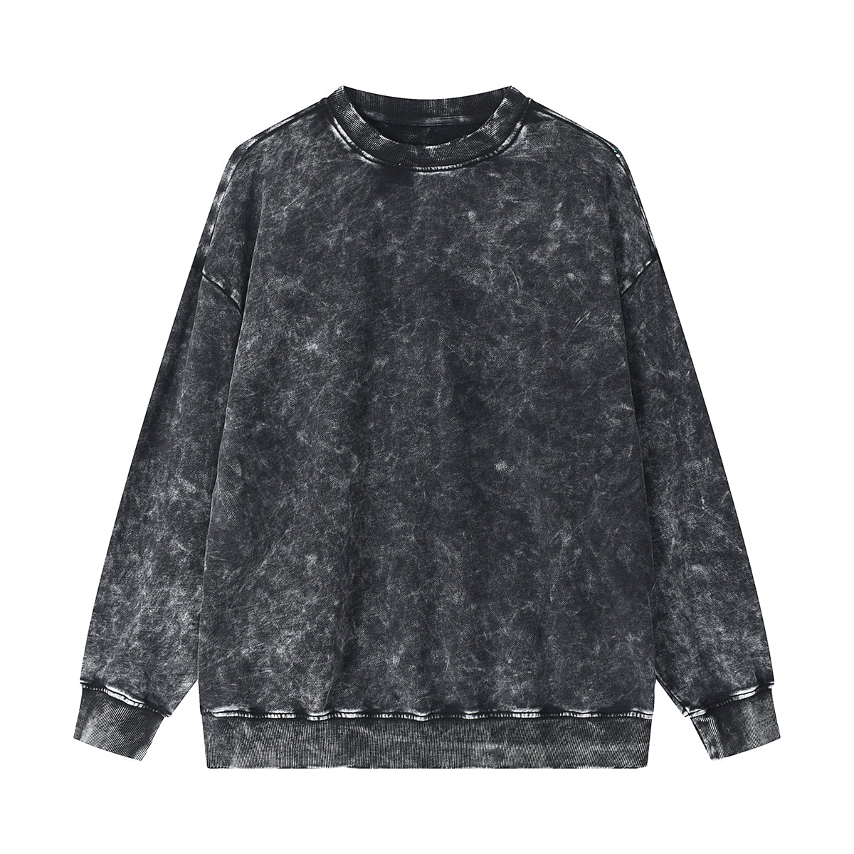 Stone-Washed Distressed Loose-Fit Sweatshirt