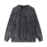 Stone-Washed Distressed Loose-Fit Sweatshirt