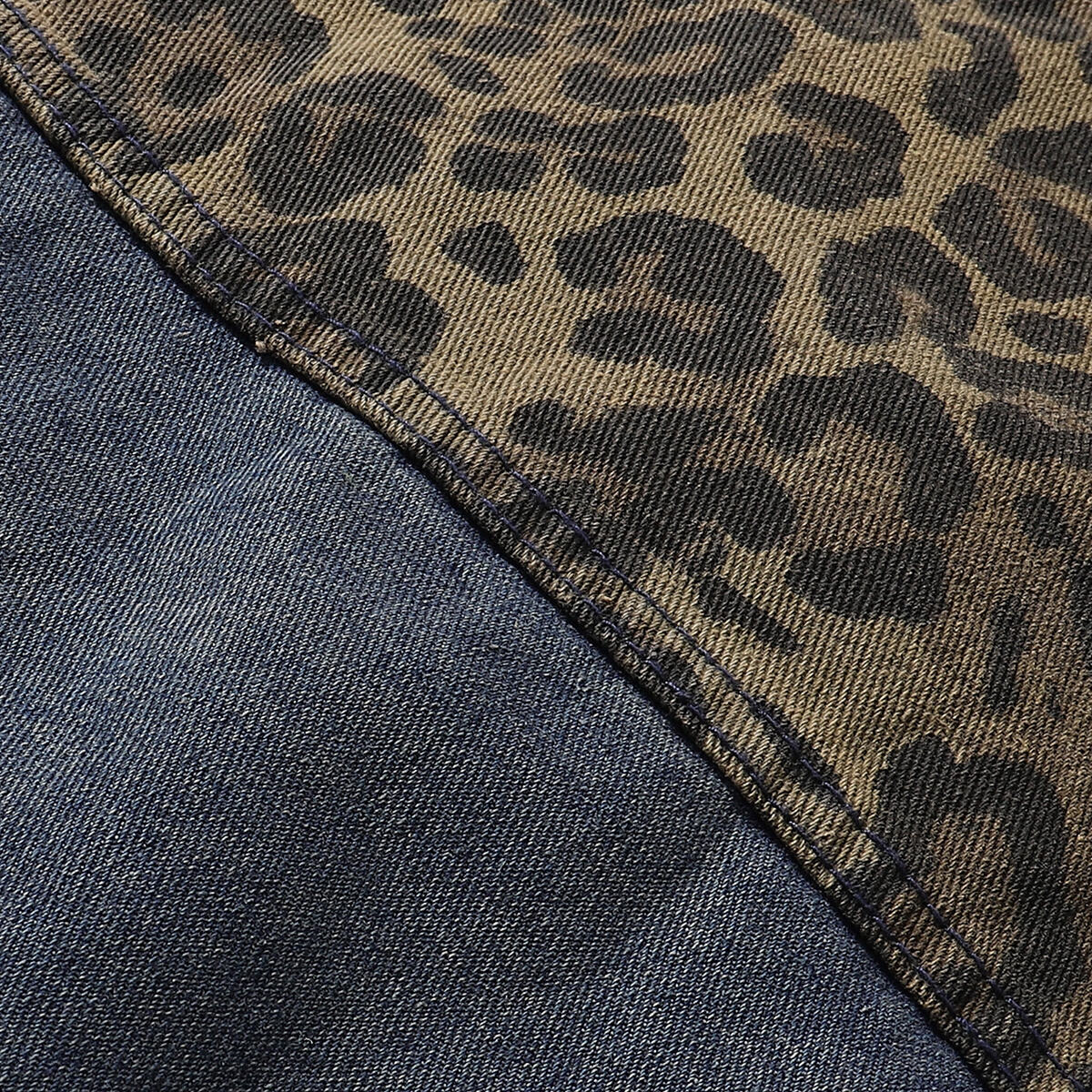 Leopard Patchwork Denim Trucker Jacket