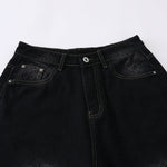 Black Leopard Print Denim Bermuda Shorts