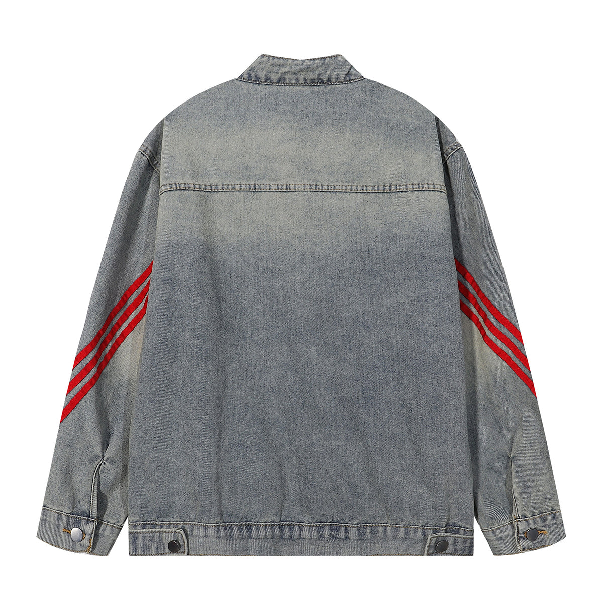 Contrast Stripe Washed Denim Baggy Jacket