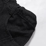 Black Elastic Waist Comfort Denim Shorts