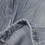 High-Waist Washed Denim Bermuda Shorts