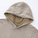 Ombre Raw Edge Kangaroo Pocket Distressed Hoodie