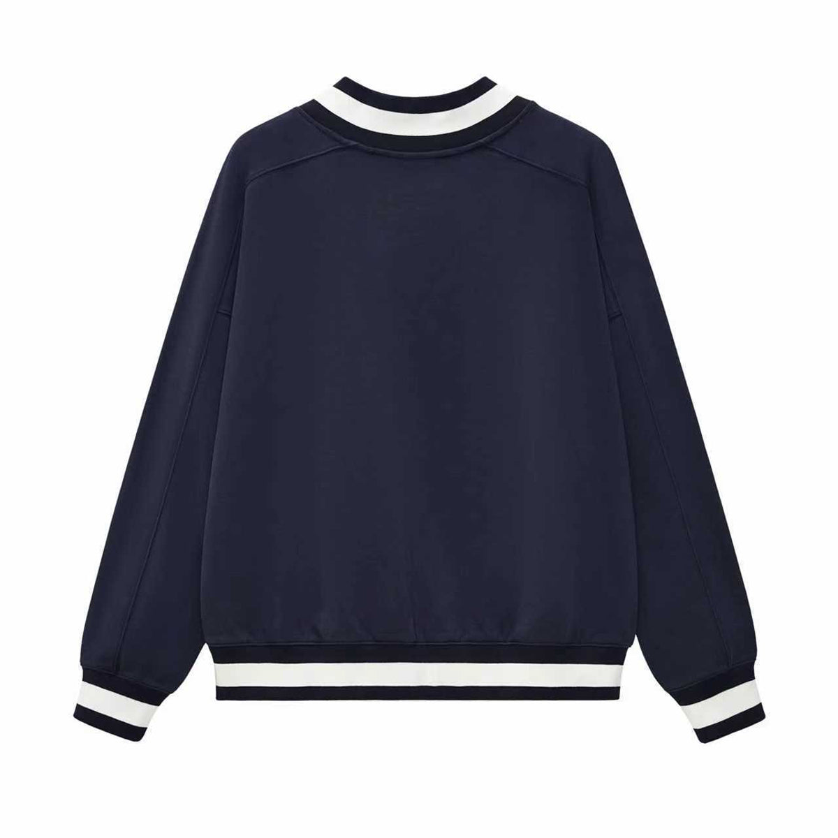 Contrast Trim V-Neck Pullover Sweatshirt