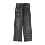 Distressed Patched Star Detail Jeans
