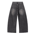 Faded Grey Distressed Wide Leg Vintage Jeans