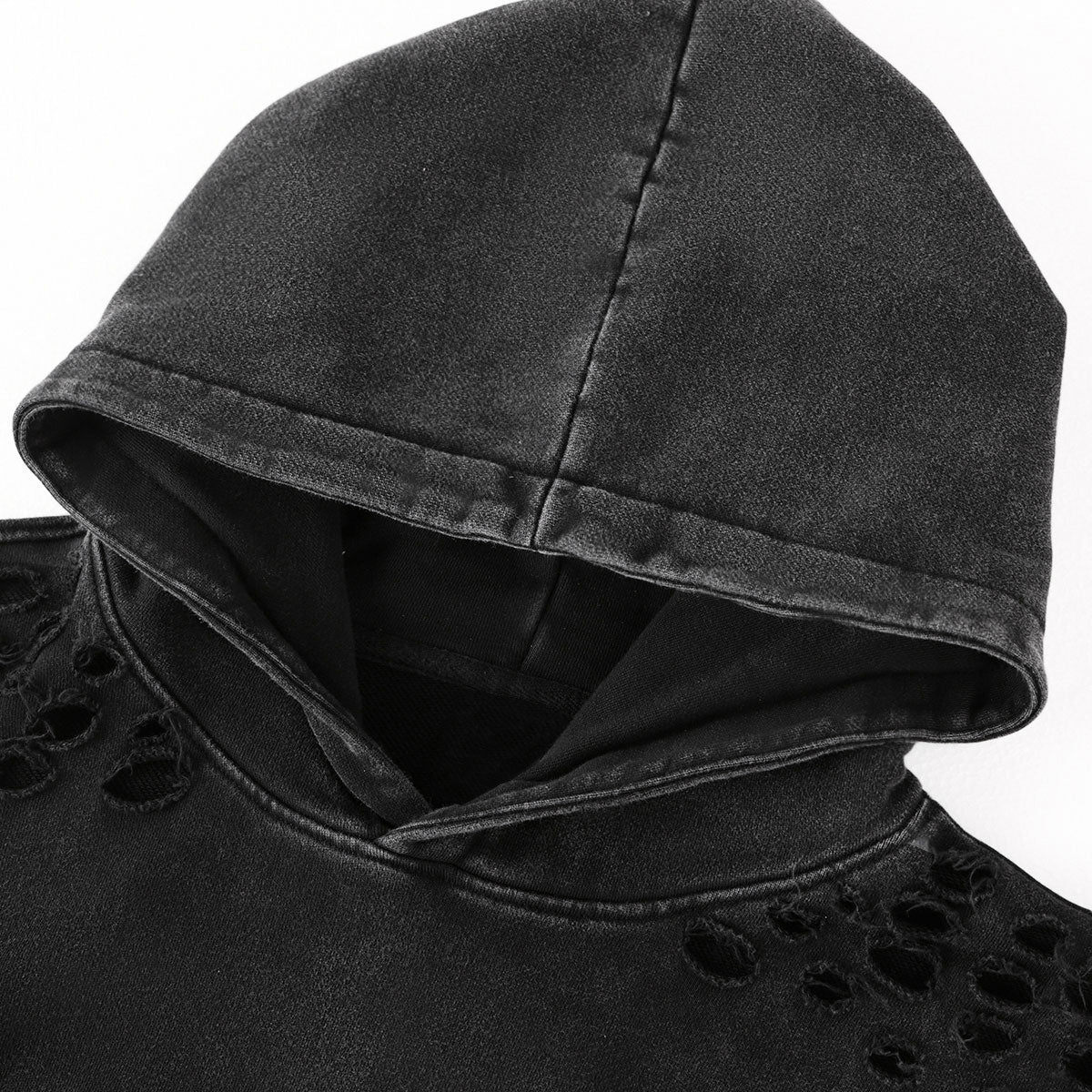 Men's Stone-washed Destroyed Hoodie