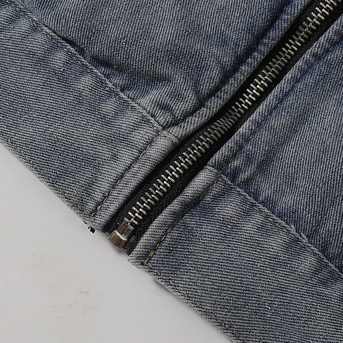 Zip-Up Washed Denim Jacket