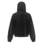 Front Pocket Button Detail Oversized Washed Hoodie