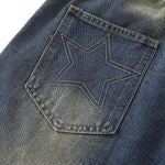 Contrast Raw-Edge Star Applique Bermuda Shorts