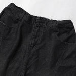 Black Elastic Waist Comfort Denim Shorts