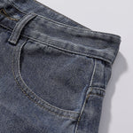 Plaid Patch Back Pocket Denim Shorts