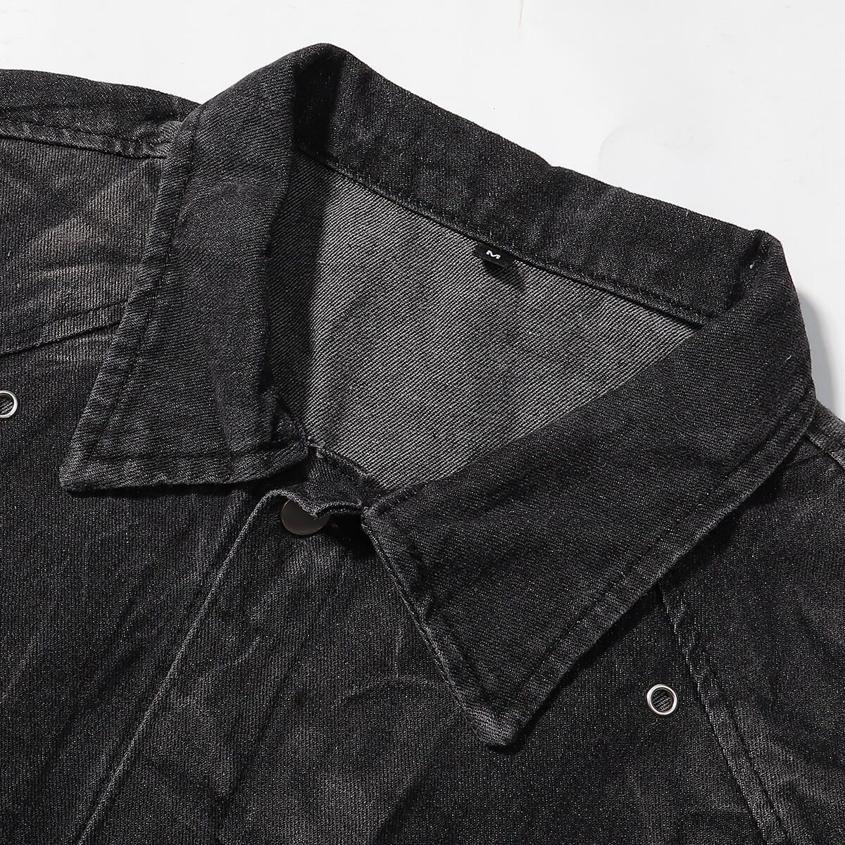 Streetwear Black Washed Denim Jacket