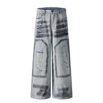 Spray-Painted Patchwork Distressed Baggy Jeans