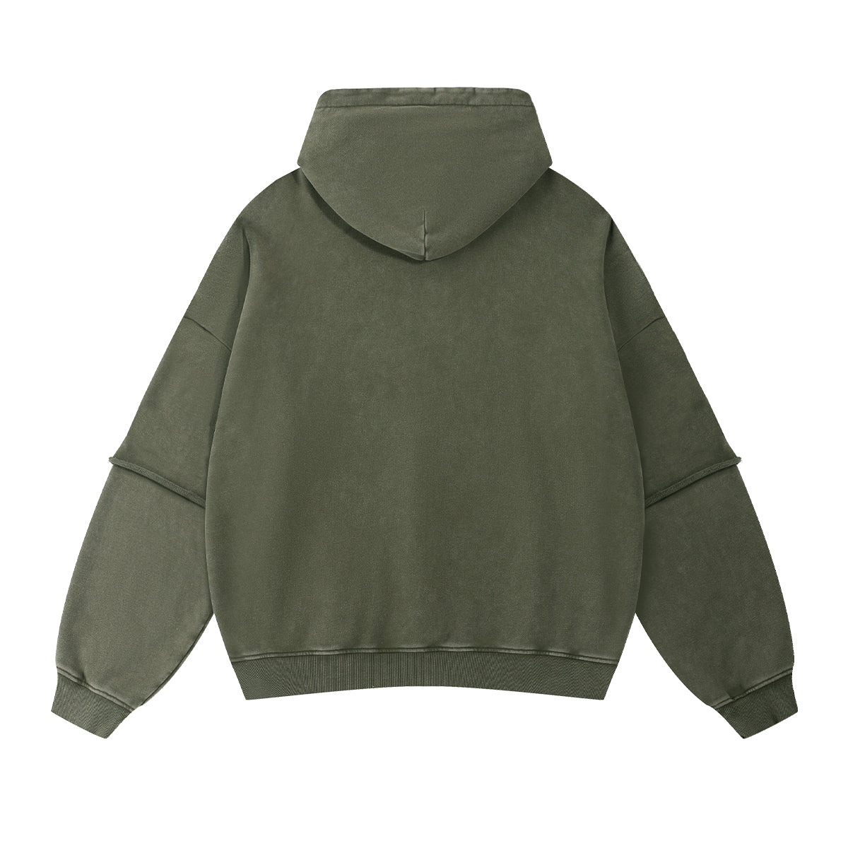 Stone-Washed Mock Two-Layer Hoodie