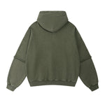 Stone-Washed Mock Two-Layer Hoodie