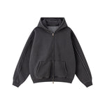 Double Slider Fleece Kangaroo Pocket Hoodie