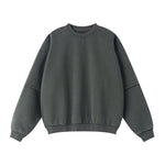 Crew Neck Mock Two-Layer Fleece Sweatshirt