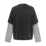 Layered Sleeve Two-Tone Oversized Streetwear T-Shirt