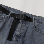 Built In Belt Mid Waist Denim Shorts