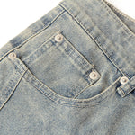 Muddy-Wash Faded Panel-Stitch Jeans