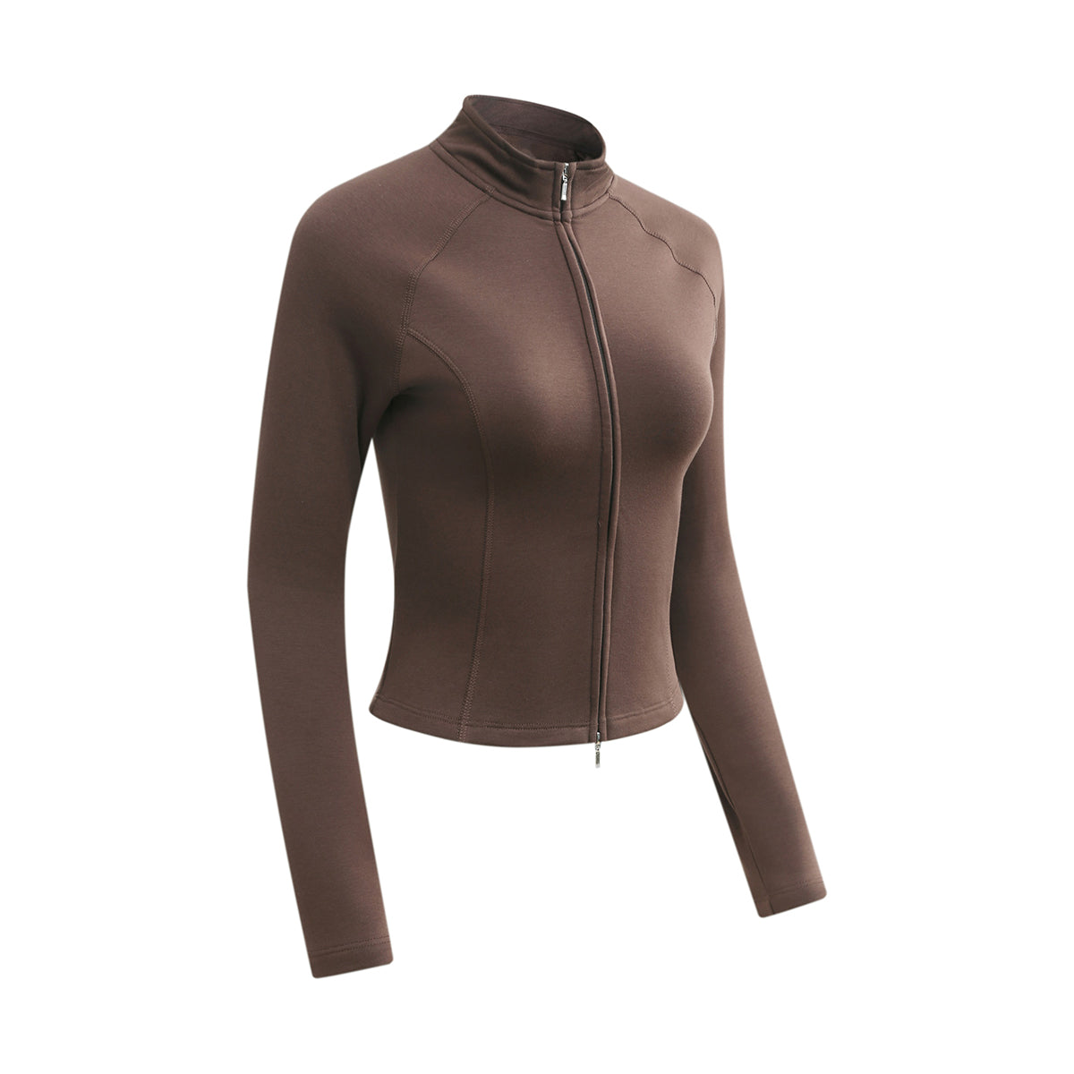 Double-Slider Zipper Fleece Cropped Sweatshirt