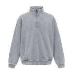 Distressed Wash Comfort Zip Pullover Sweatshirt