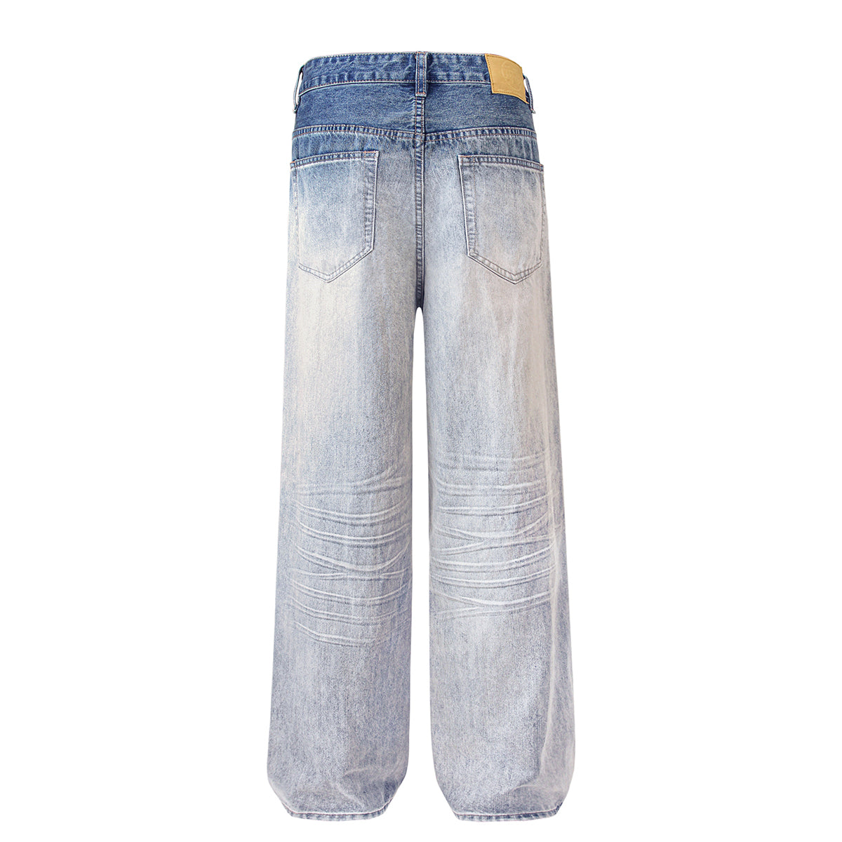 Gradient Fade Knee-Ripped Baggy Jeans