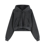 Plush Lining Crop Pullover Hoodie