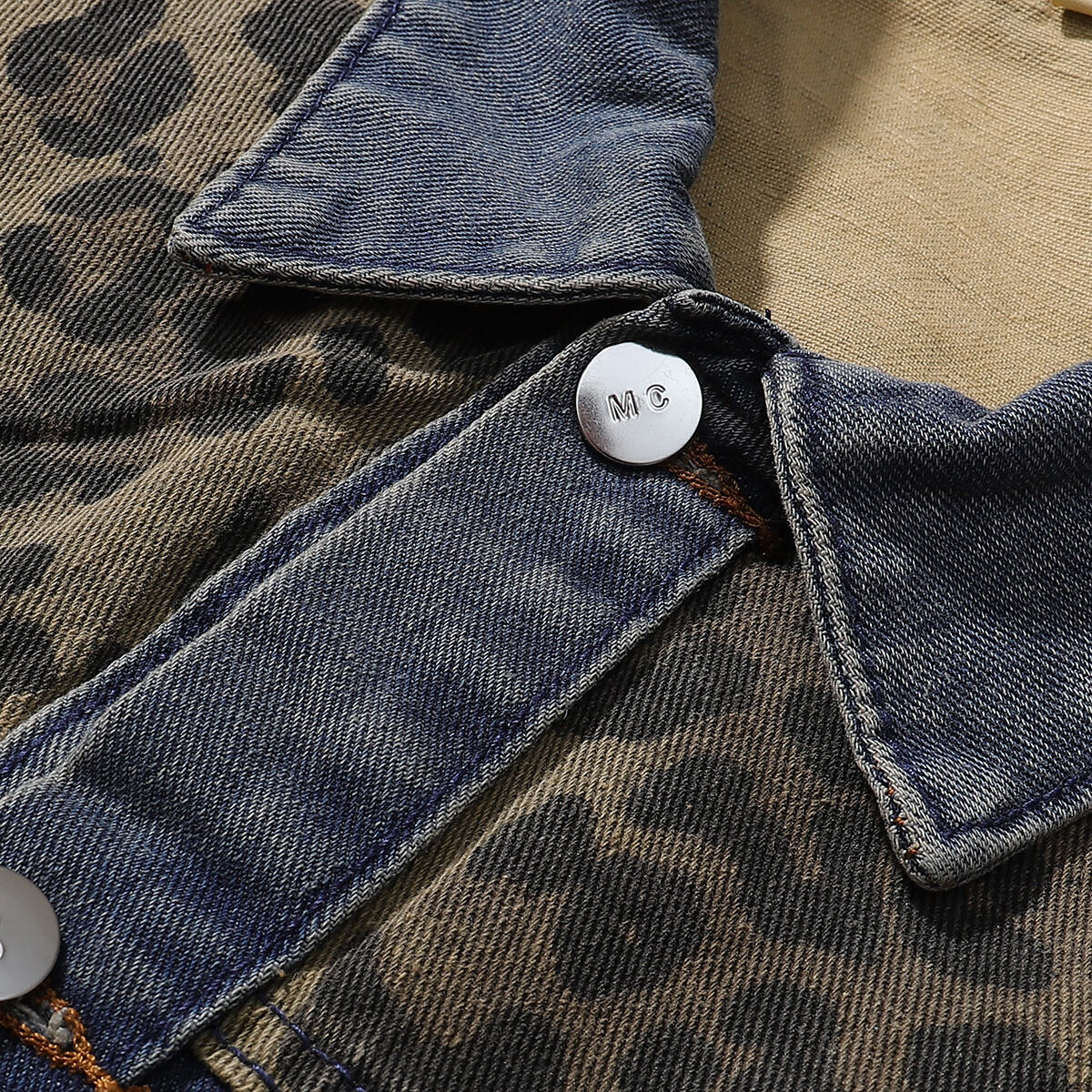 Leopard Patchwork Denim Trucker Jacket