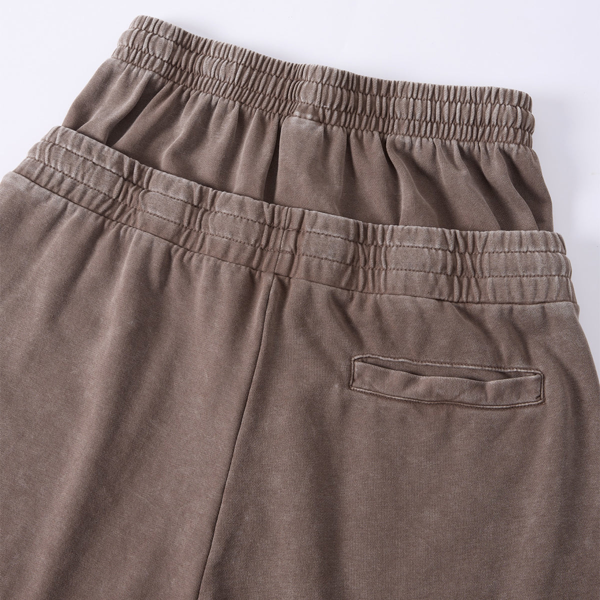 Double Waistband Snow Washed Distressed Shorts