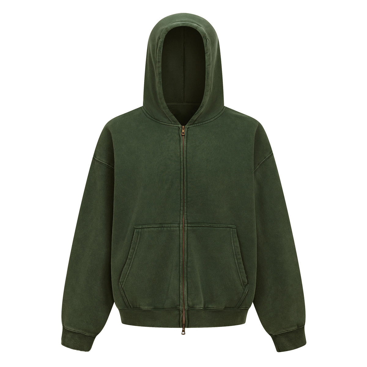 Vintage Oversized Full Zip Kangaroo Pocket Hoodie