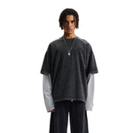 Layered Sleeve Two-Tone Oversized Streetwear T-Shirt