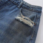 Loose Fit Embroidered Patch Distressed Jeans