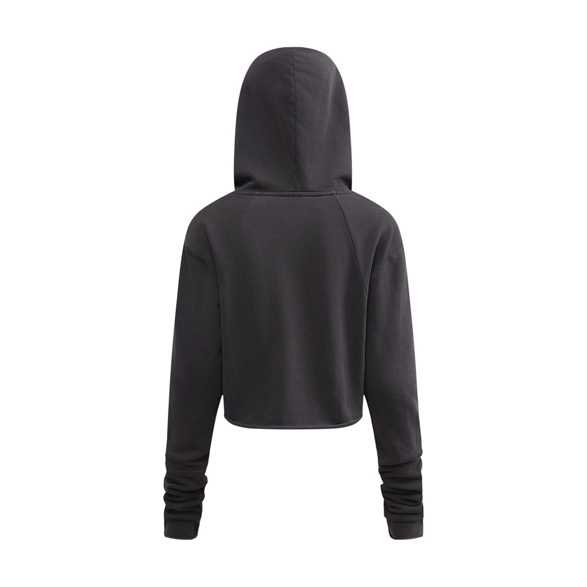 Ruched Waist Cotton Cropped Hoodie