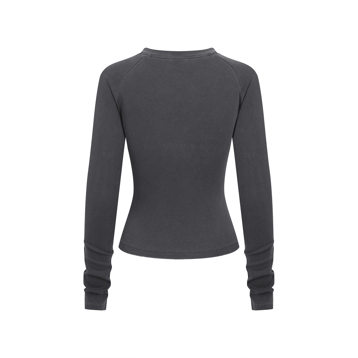 Crew-Neck Long Sleeve Ribbed Top